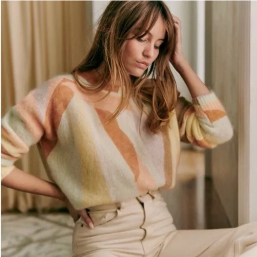 Sezane AmicIie Jumper Leaves Print Sweater